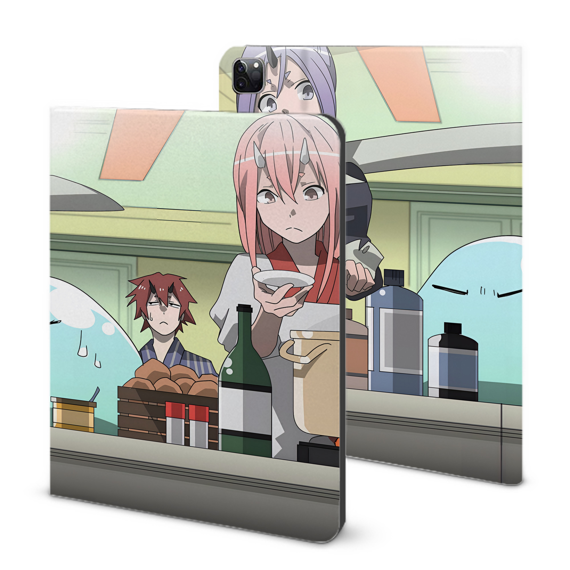 （画像用） 転スラ Regarding Reincarnated to Slime IPad ケース ブック型 PUレザー TPU 耐衝撃 軽量 薄型 ペン収納なし 全面保護 IPad 各モデル対応